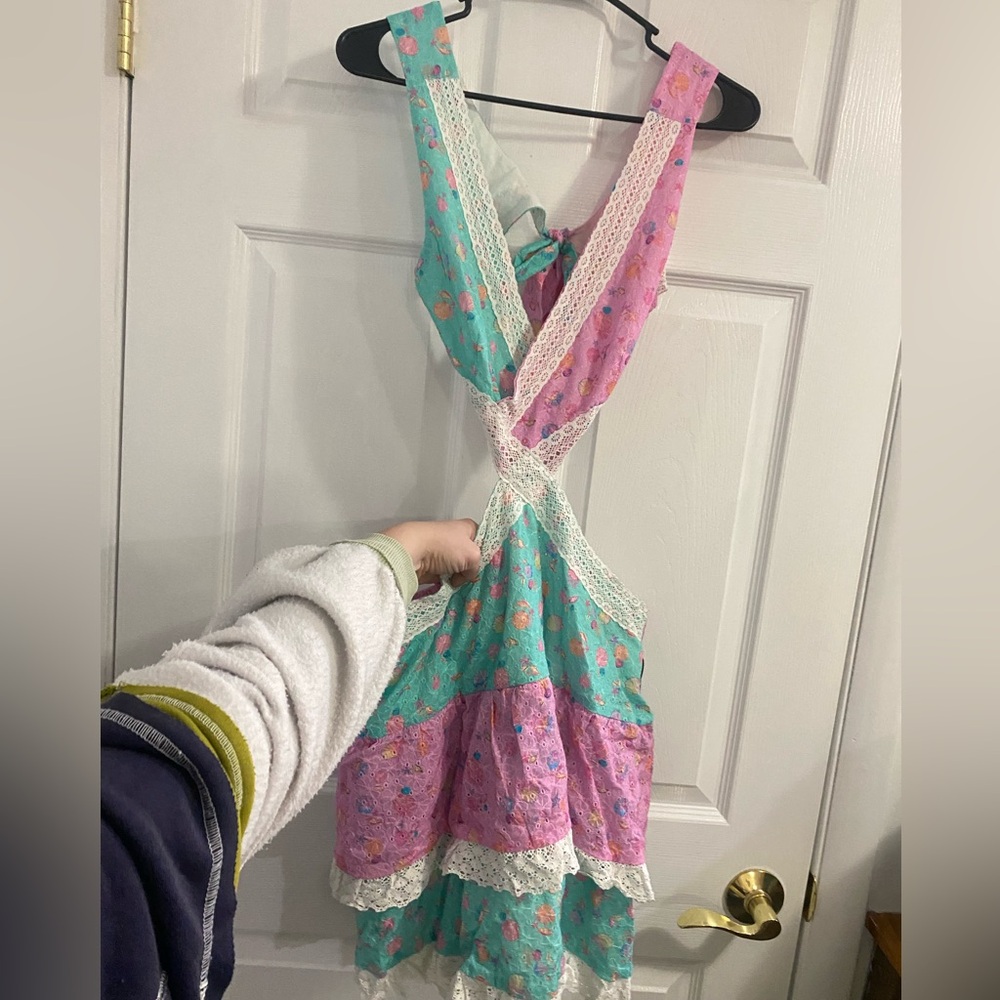Beach Bunny NWT Everette aqua/pink seashell cutout open back coquette mini dress - Picture 3 of 11